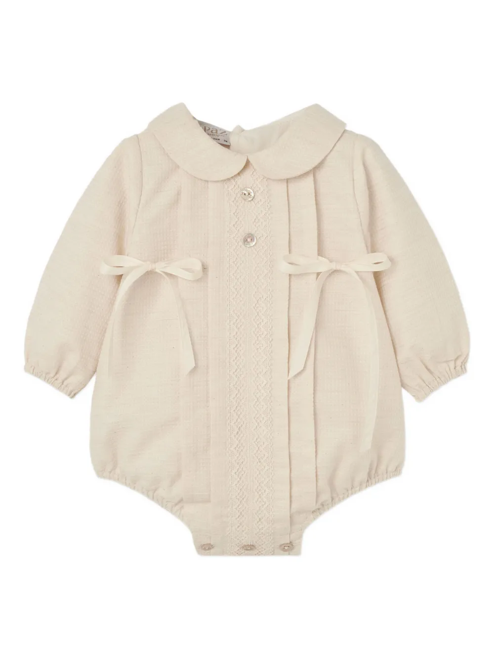 Paz Rodriguez Babies' Collared Bodysuit In Neutral