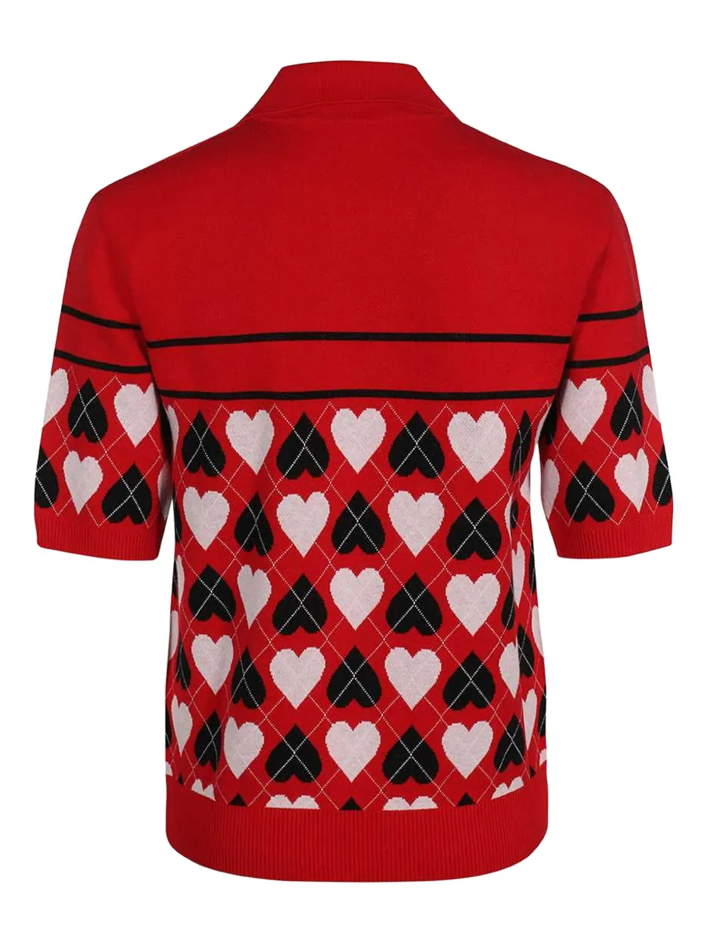 Msgm Jacquard Knit Polo Shirt In Red