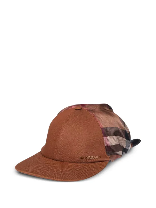 Burberry embroidered-logo silk-insert Baseball Cap Brown