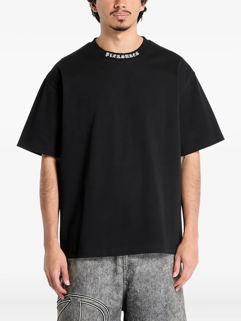 Pleasures T-shirt met ronde hals Zwart