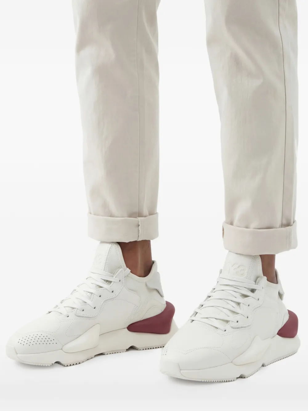 Y-3 Kaya sneakers met leren vlakken Wit