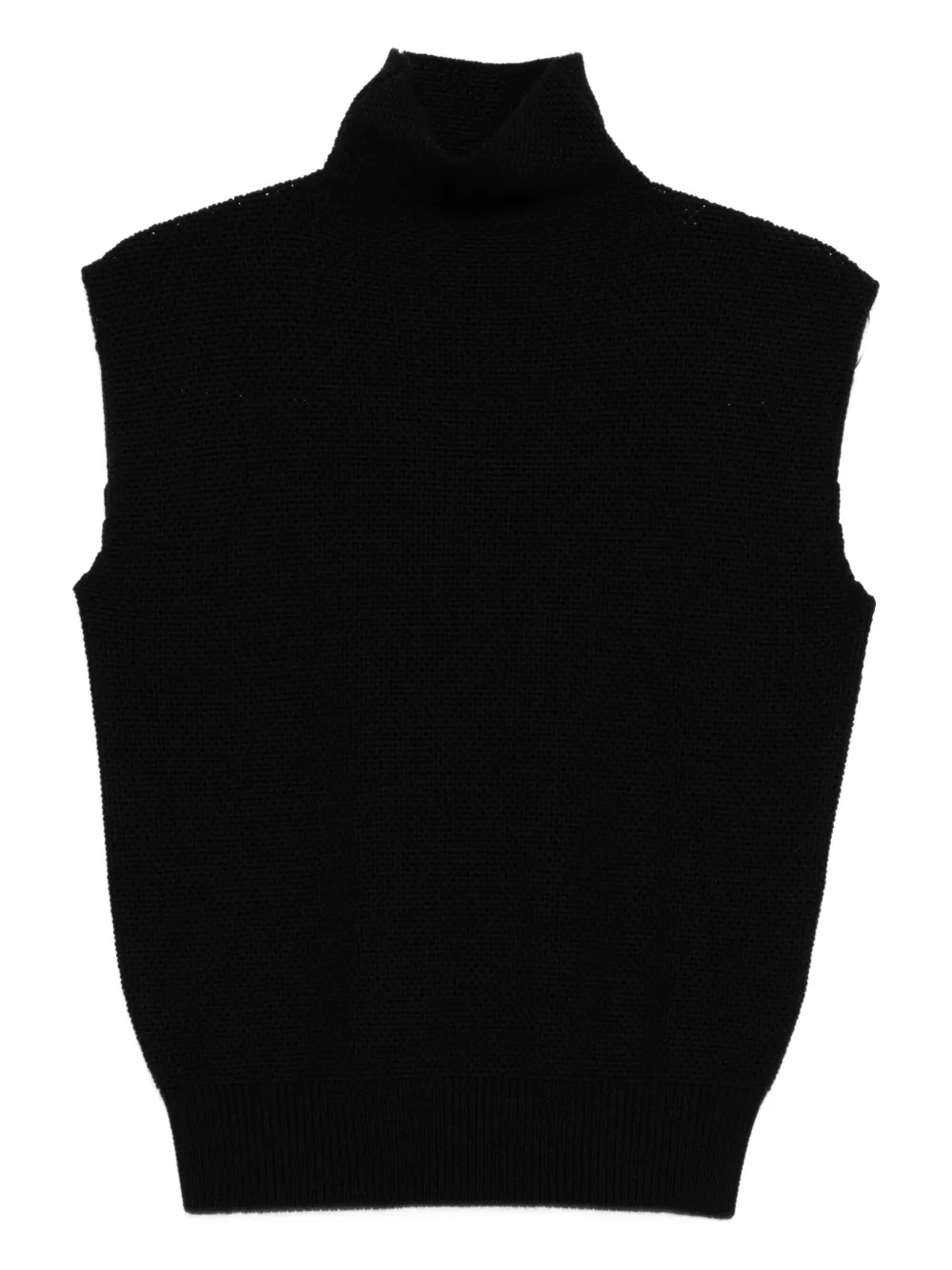 high-neck sleeveless top