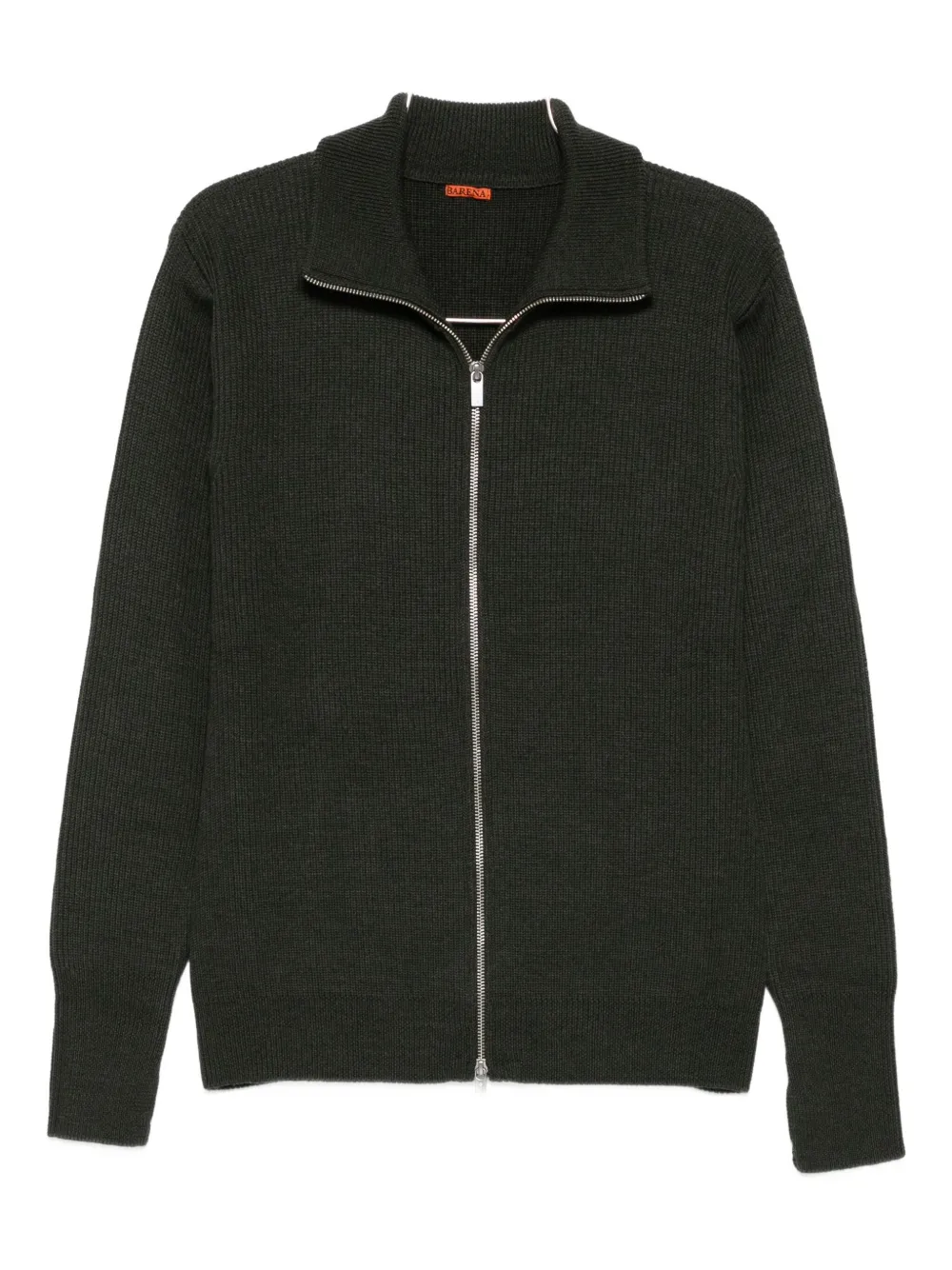 ribbed zip-up cardigan