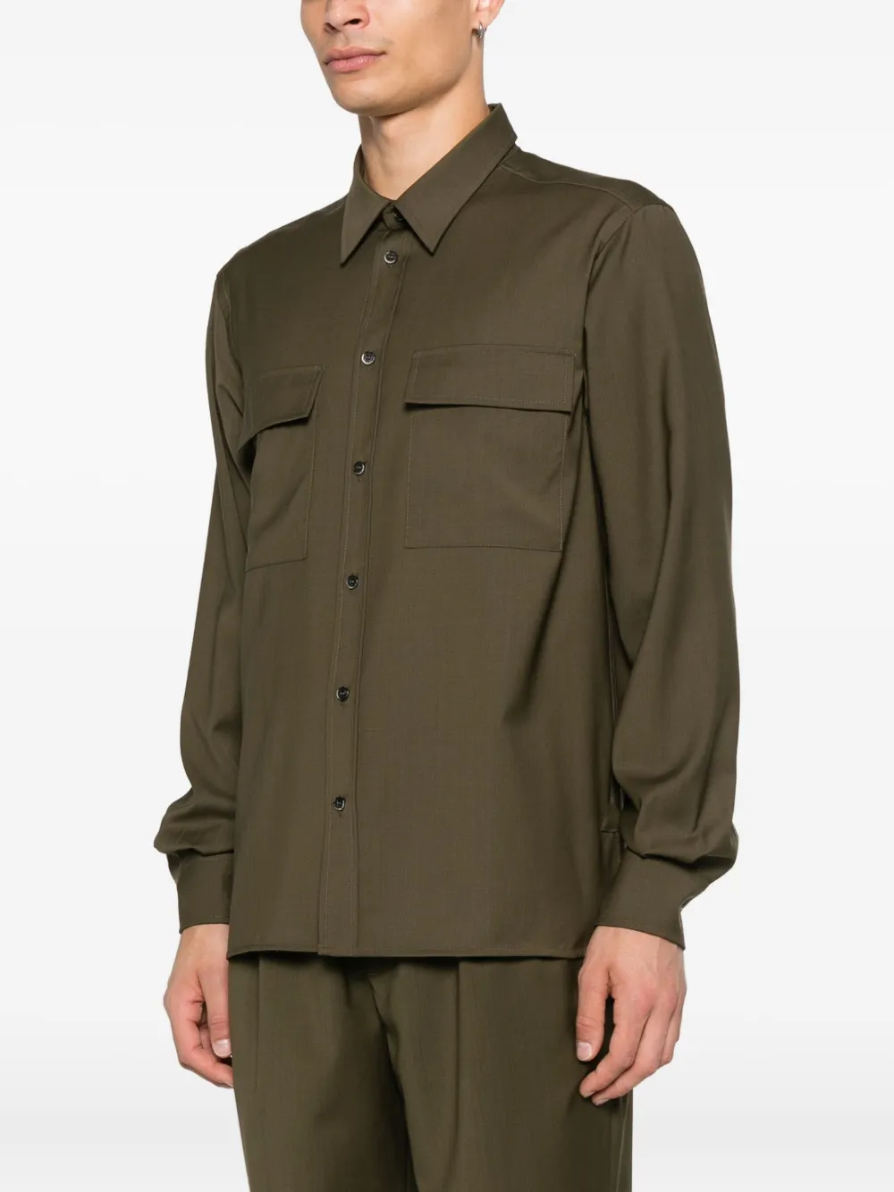 Barena patch-pocket wool shirt Groen