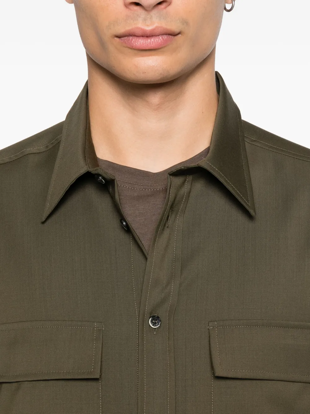 Barena patch-pocket wool shirt Groen