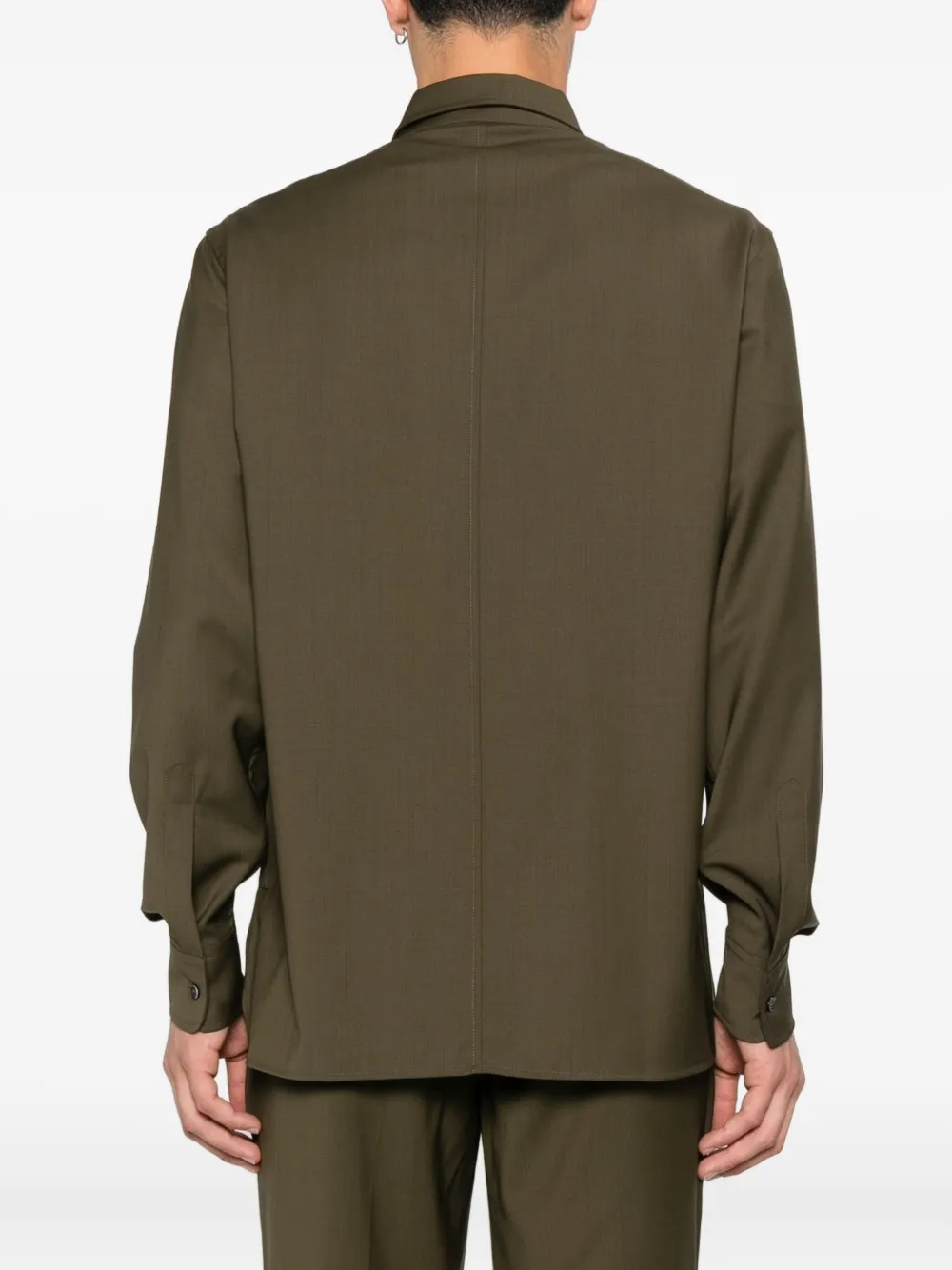 Barena patch-pocket wool shirt Groen