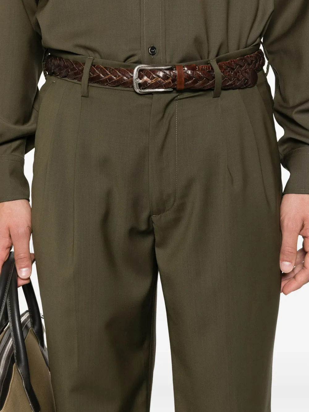 Barena pleated-front tapered trousers Groen