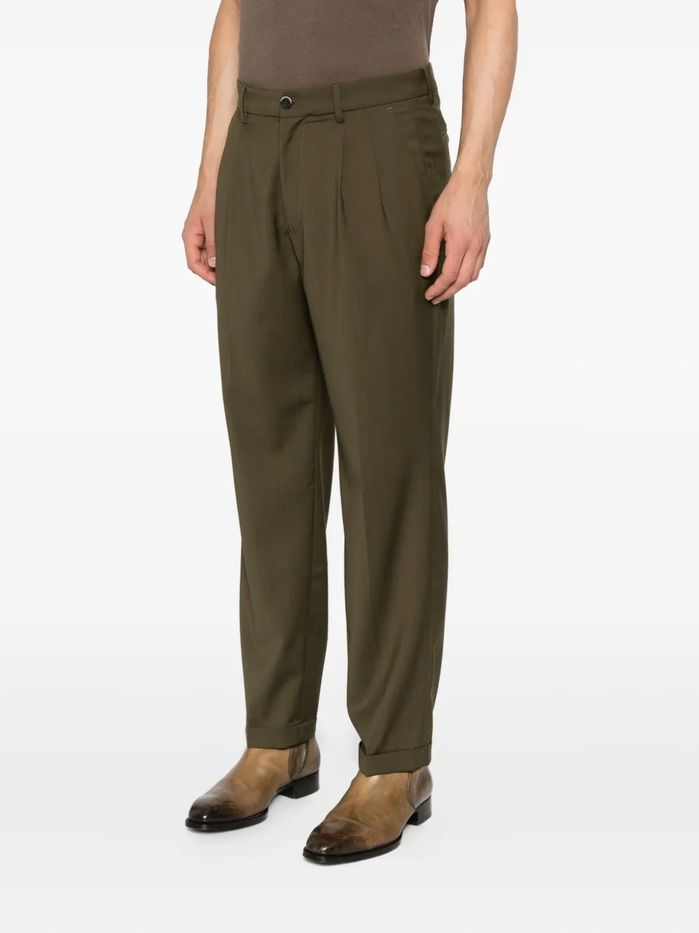 Barena pleated-front tapered trousers Groen