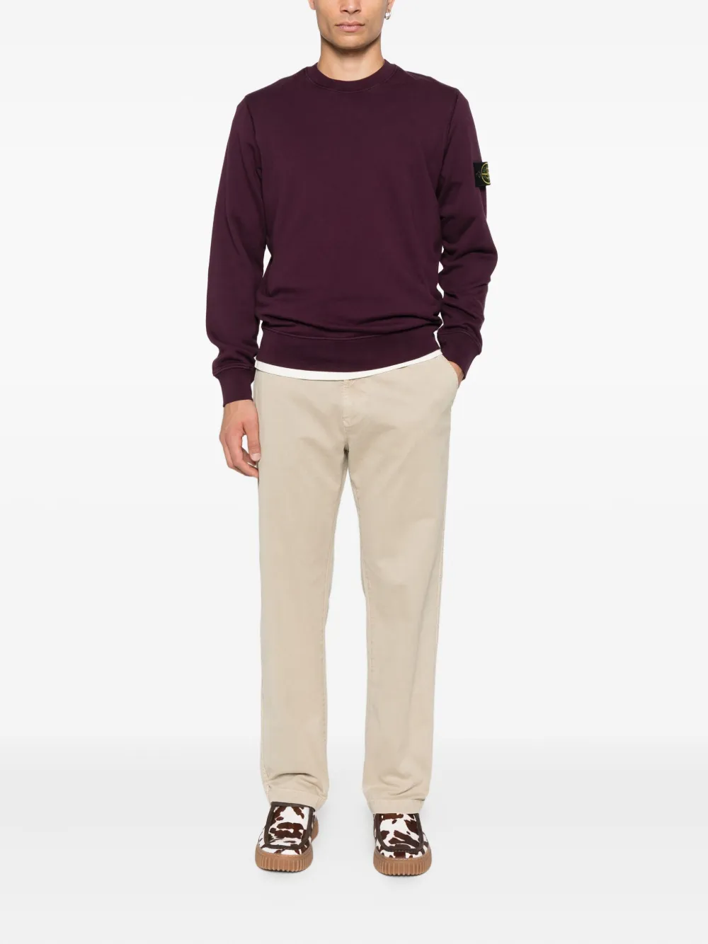 Stone Island Sweater met logopatch en ronde hals - Paars