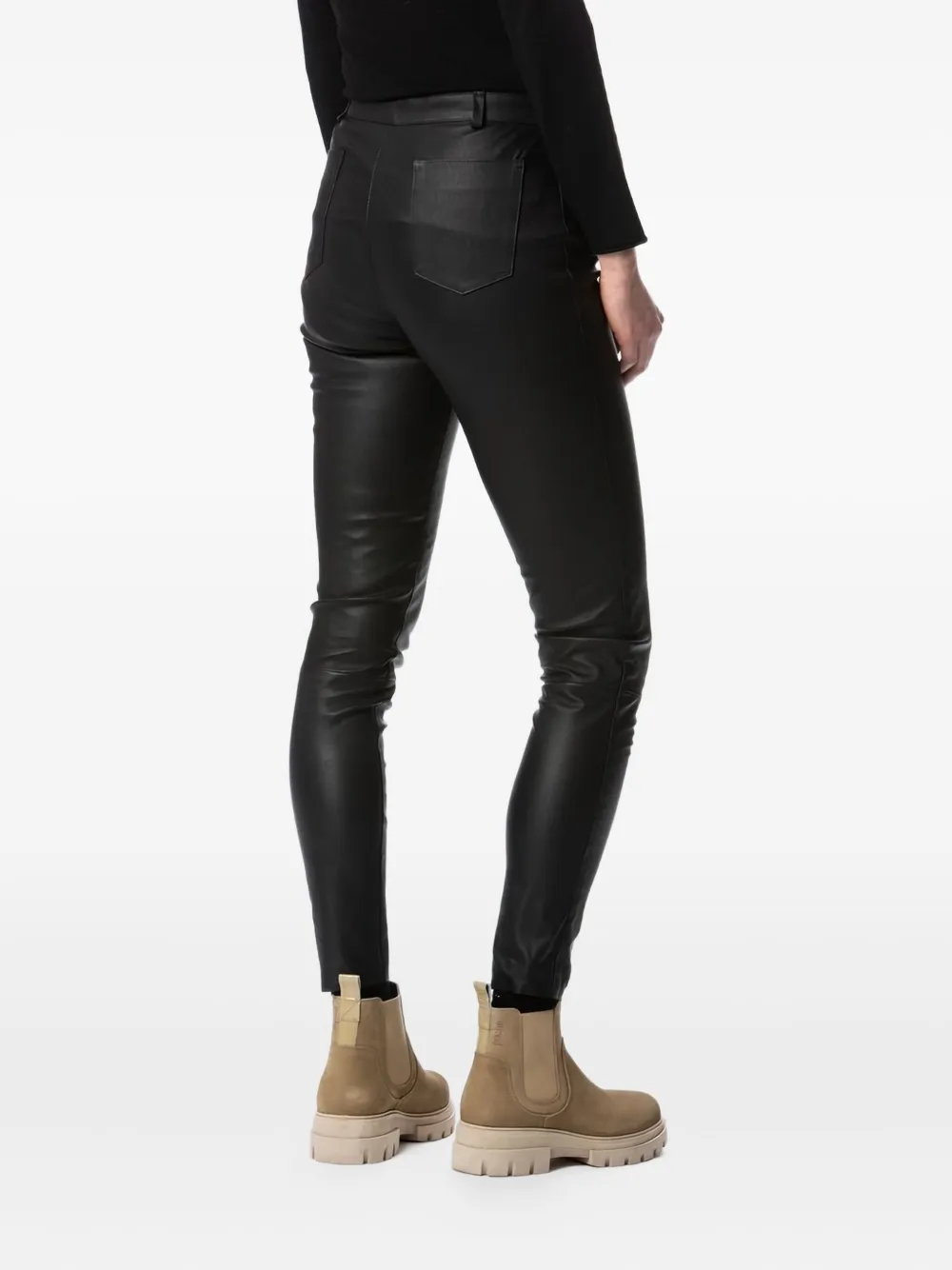 Poche Paris Leren broek Zwart
