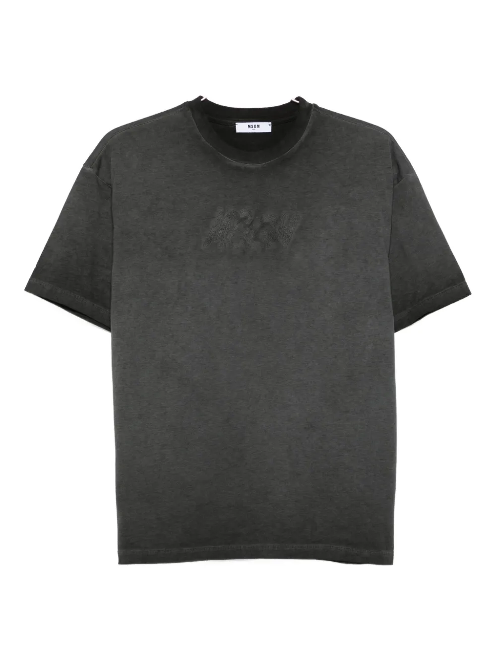 MSGM Kids embroidered-logo T-shirt Grijs