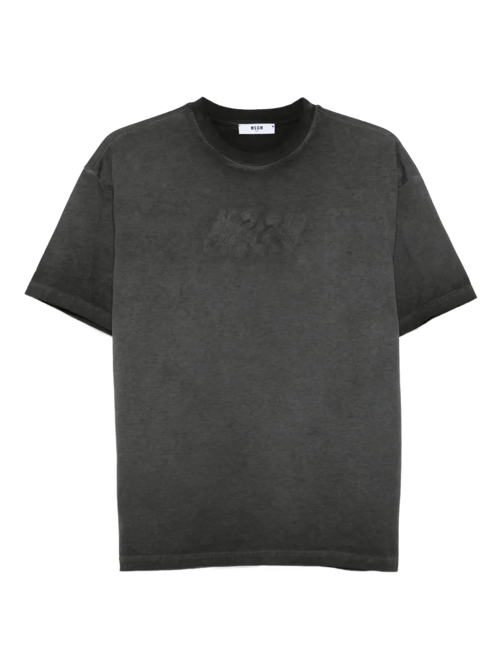 MSGM Kids embroidered-logo T-shirt Grijs