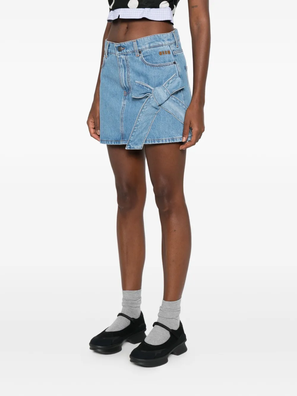 MSGM Denim mini-rok met strikdetail Blauw