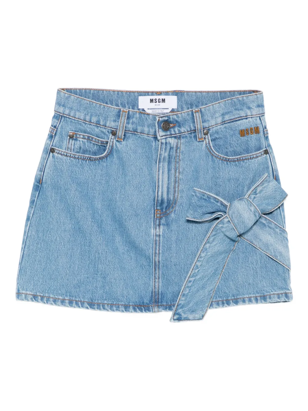 MSGM Denim mini-rok met strikdetail Blauw