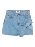 MSGM bow-detail denim mini straight skirt - Blue