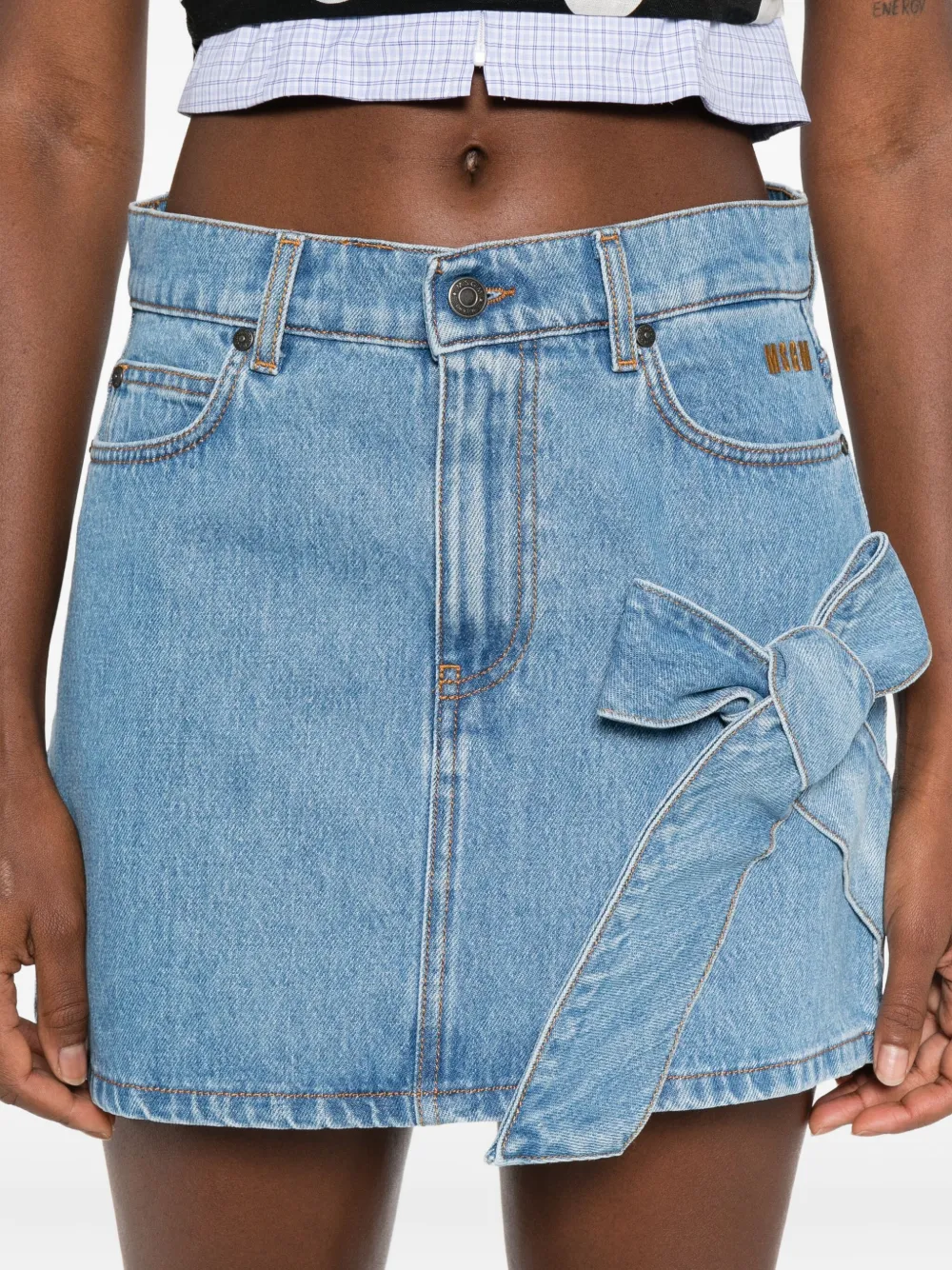 MSGM Denim mini-rok met strikdetail Blauw