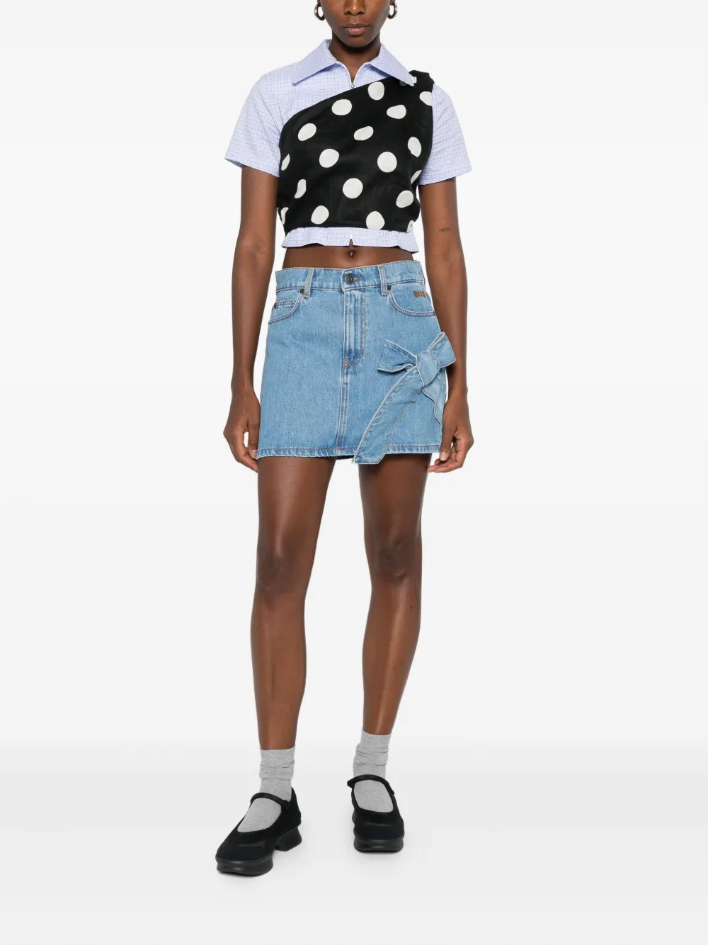 MSGM Denim mini-rok met strikdetail - Blauw