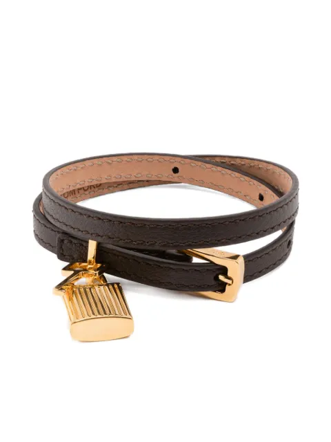 TOM FORD padlock-pendant leather bracelet