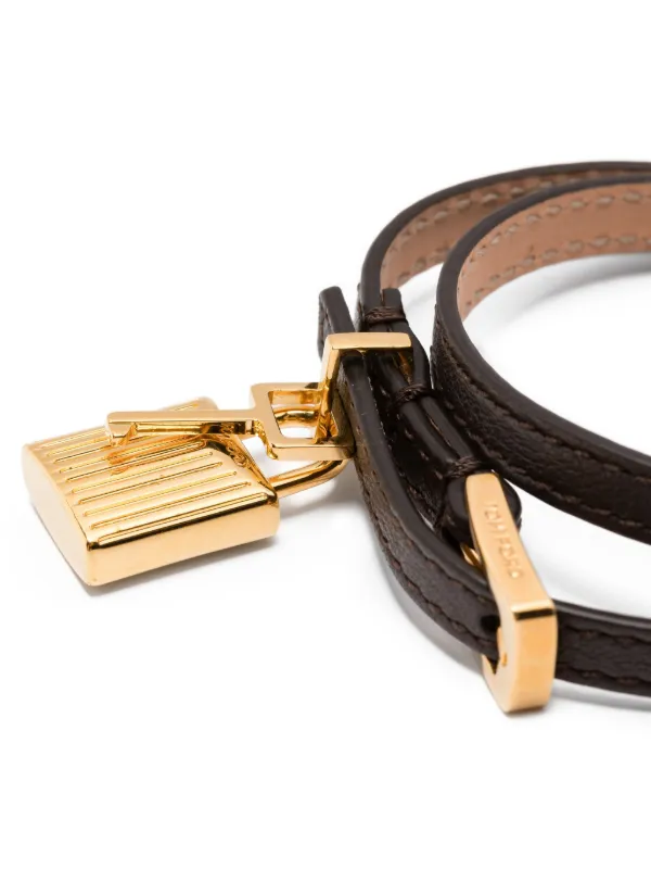 TOM FORD padlock-pendant Leather Bracelet Brown FARFETCH IN