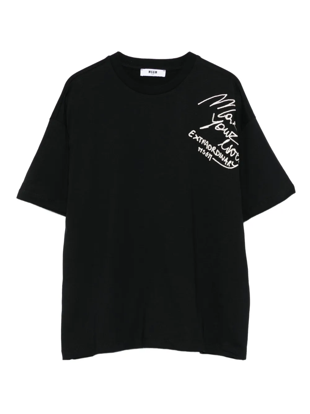 MSGM Kids embroidered T-shirt Zwart