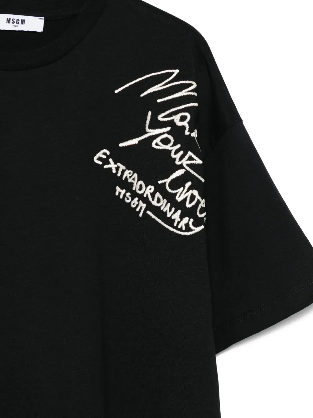 MSGM Kids embroidered T-shirt Zwart