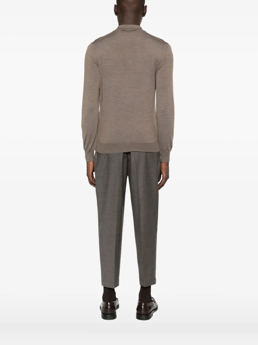 Lardini Long-sleeve Polo Shirt In Brown