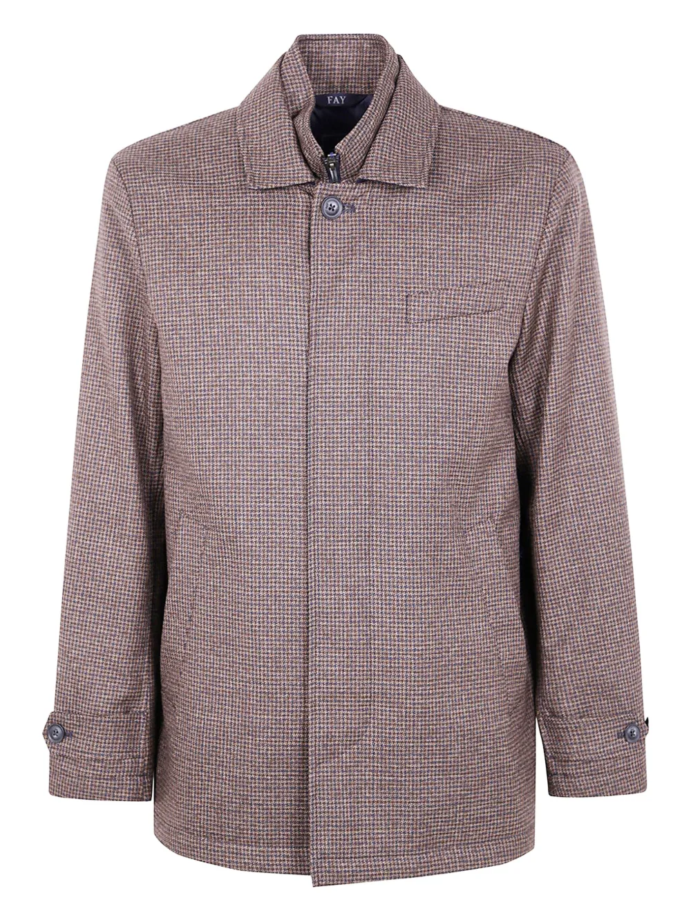 Fay Houndstooth Button-fastening Jacket In Burgundy