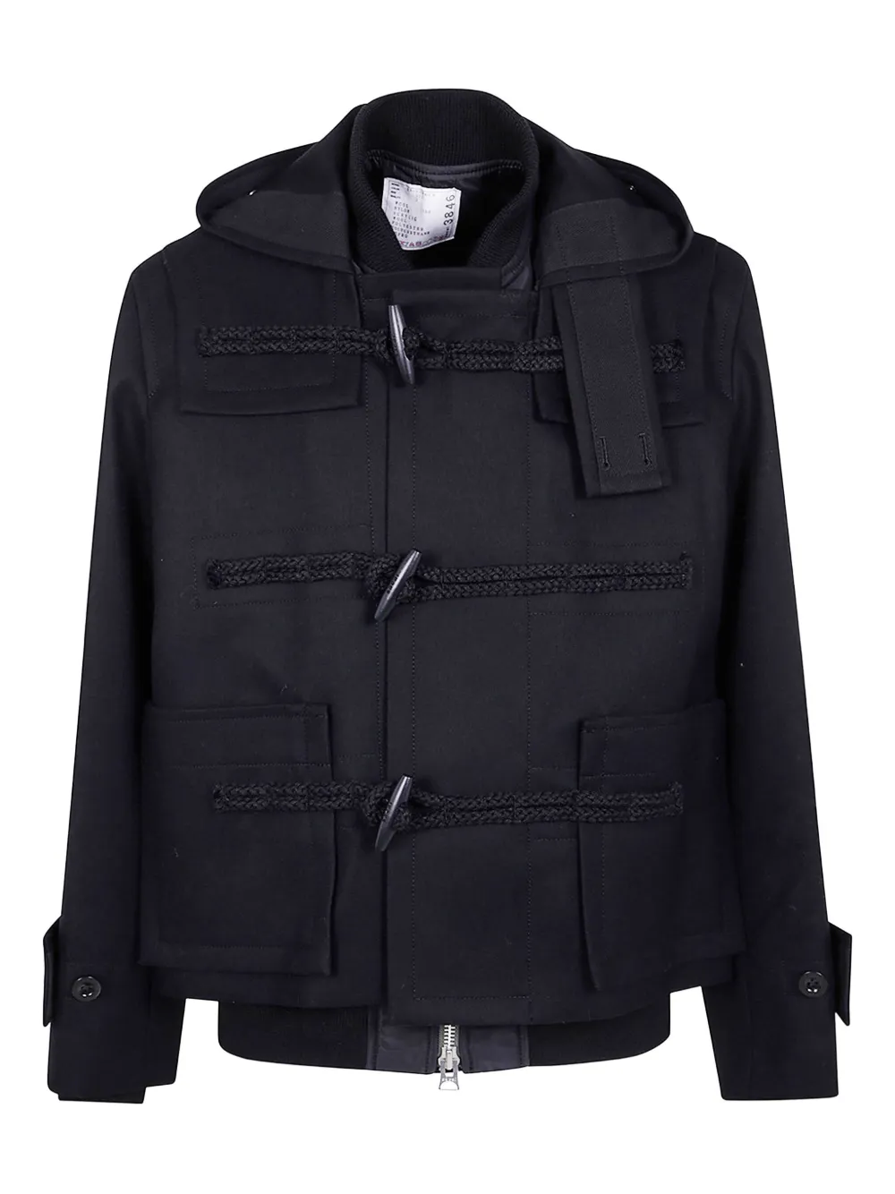 Sacai Jack met capuchon en houtje-touwtje-sluiting Zwart