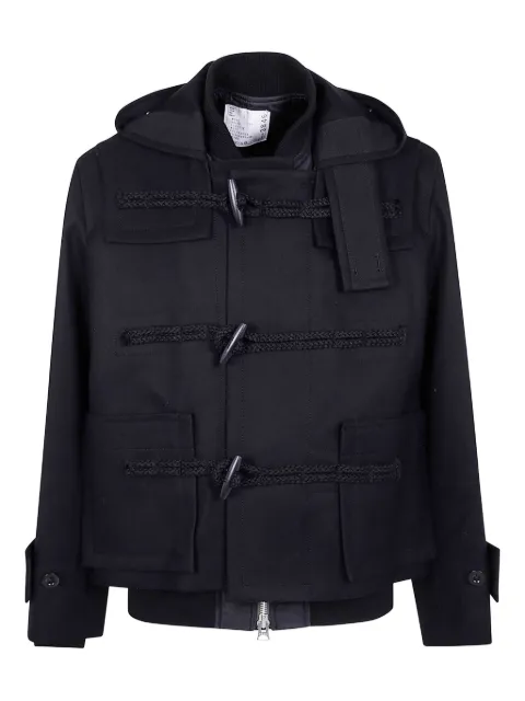 sacai hooded toggle-fastening jacket