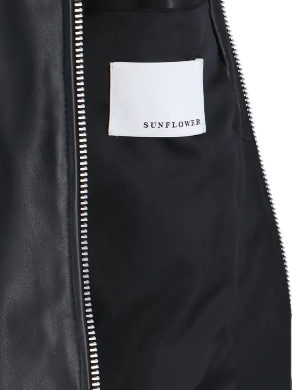 Sunflower zip-front Leather Jacket | Black | FARFETCH CA