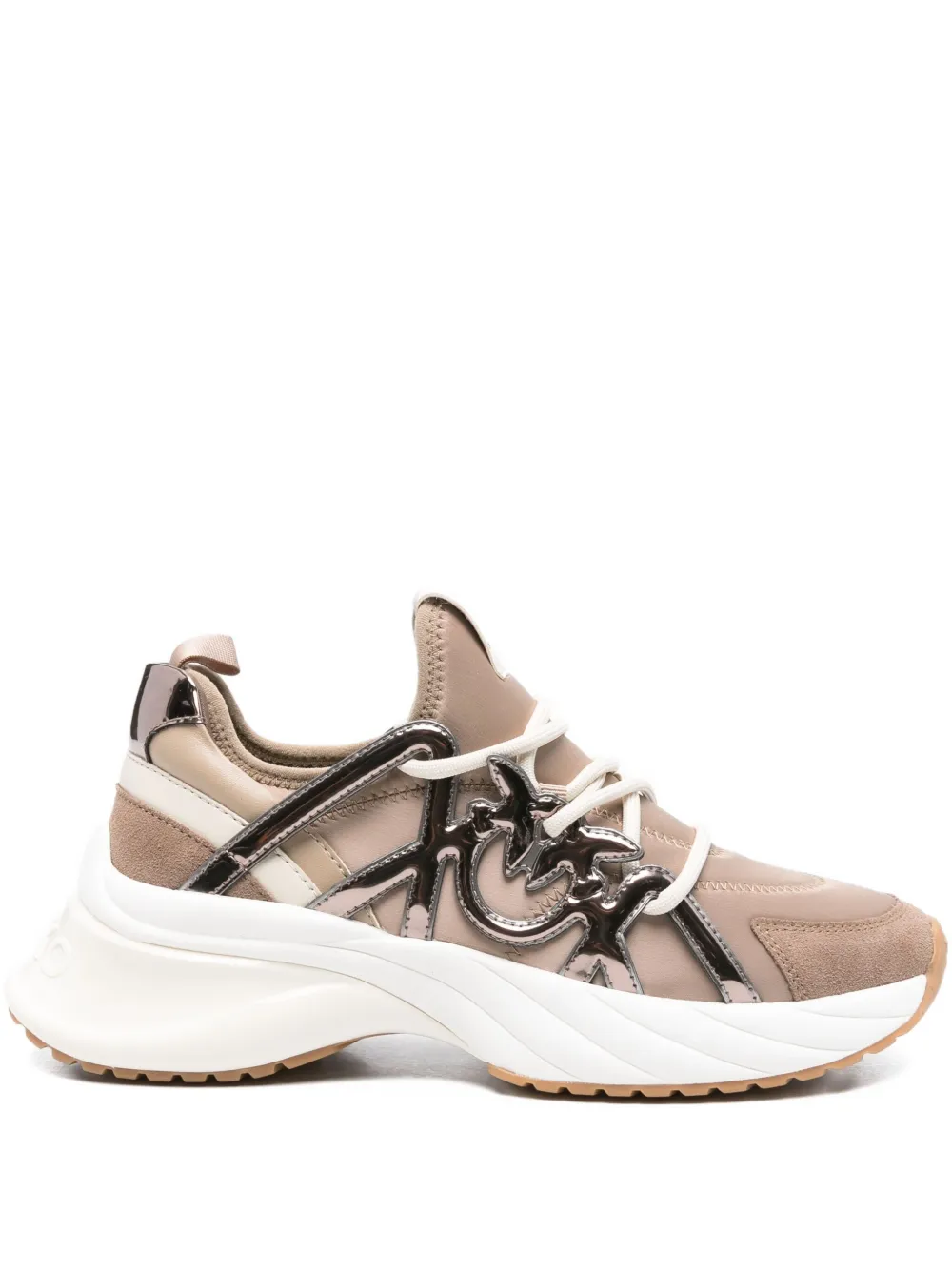 Pinko Ariel Lace-up Low-top Sneakers In Brown