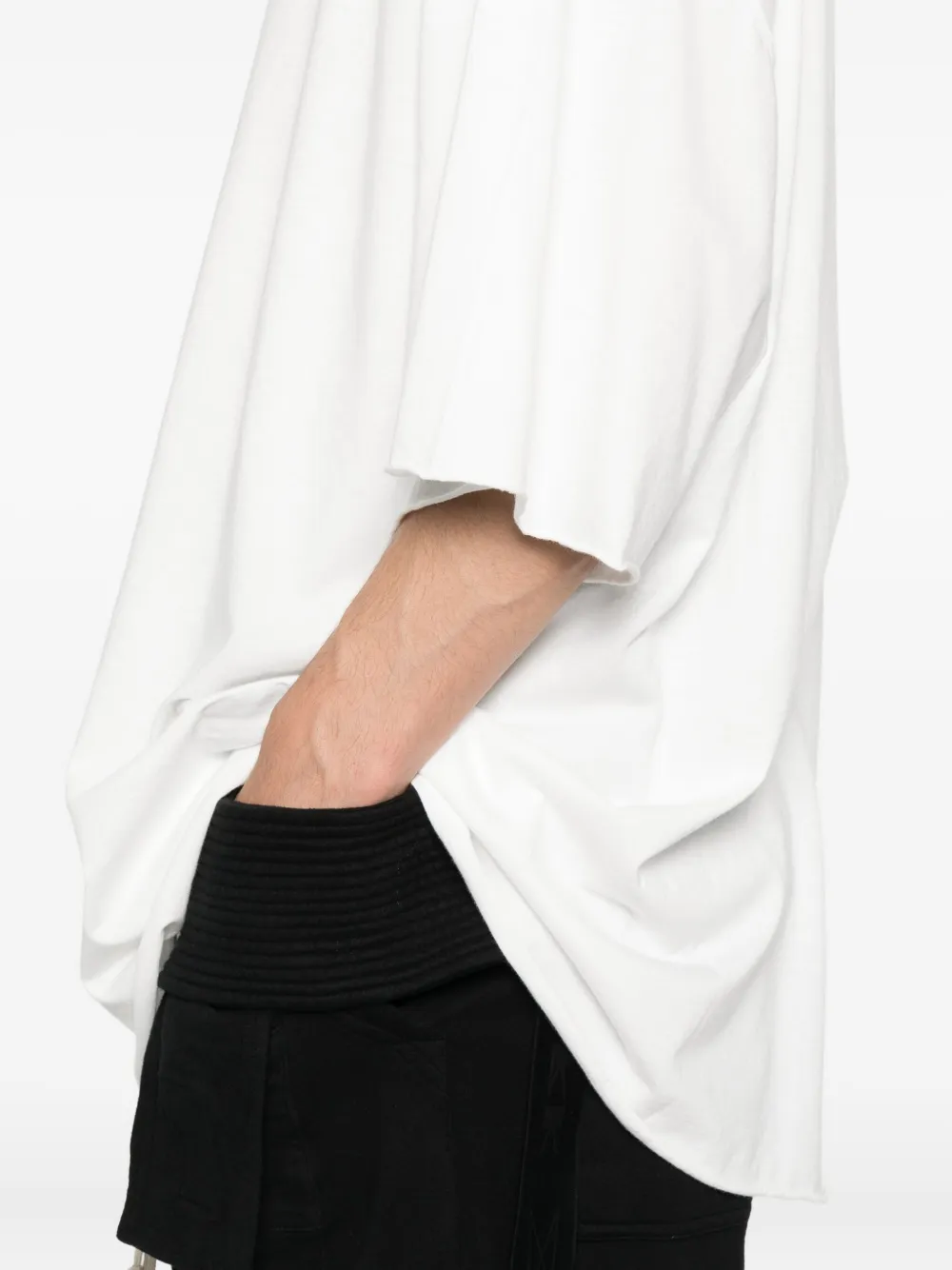 Rick Owens Drkshdw Dropped-hem T-shirt In White