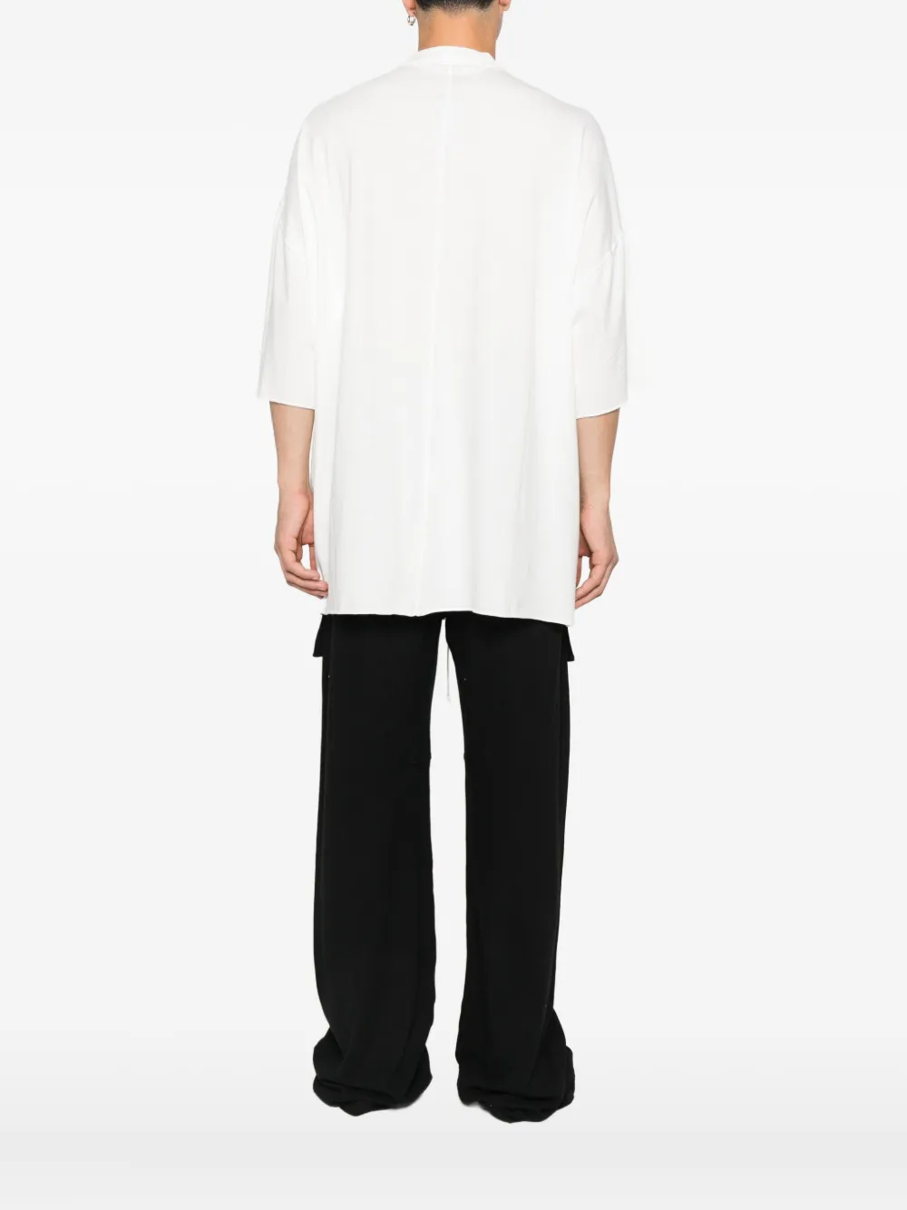 Rick Owens Drkshdw Dropped-hem T-shirt In White