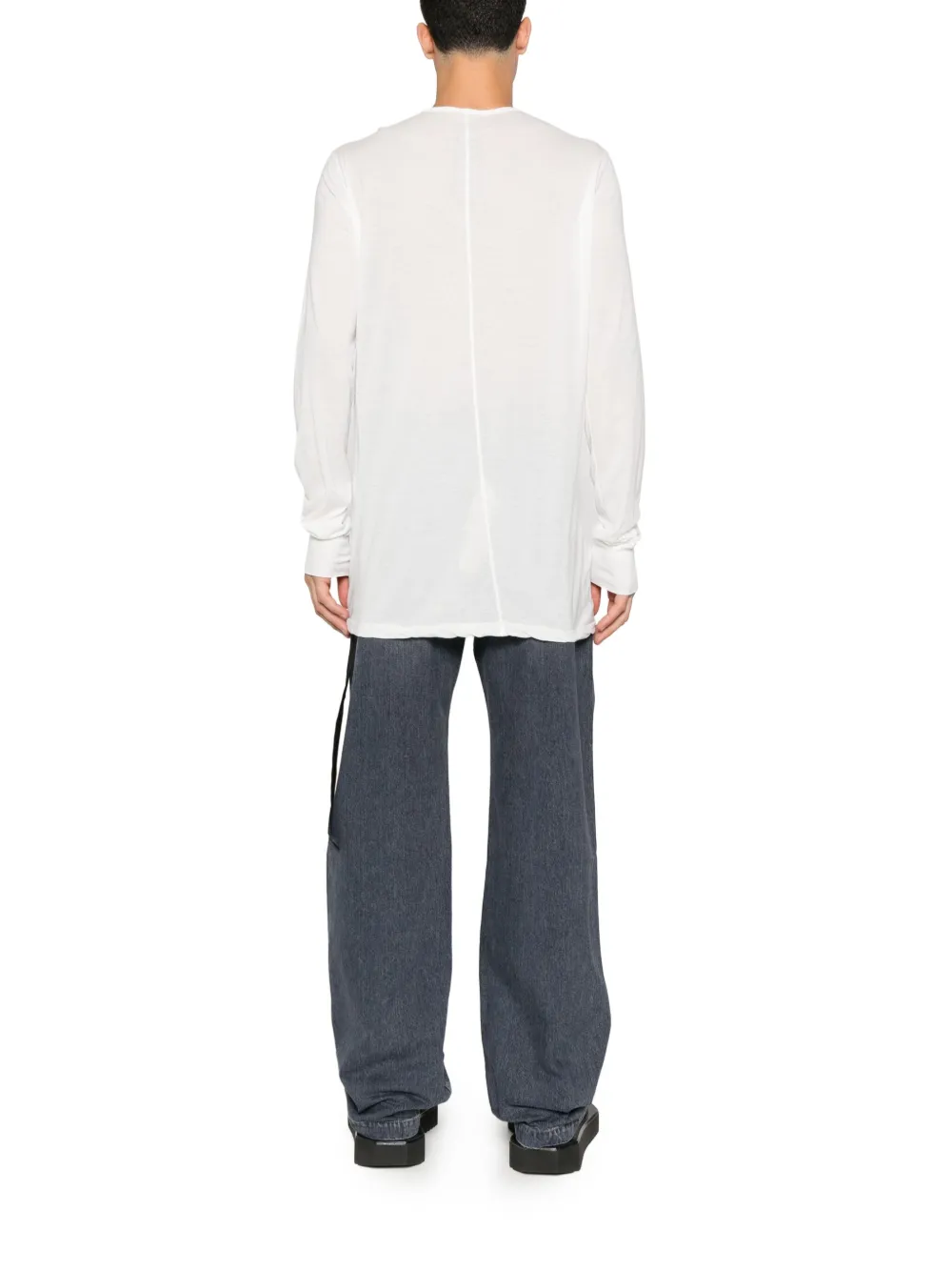 Rick Owens Drkshdw Side-tie Long-sleeve T-shirt In White
