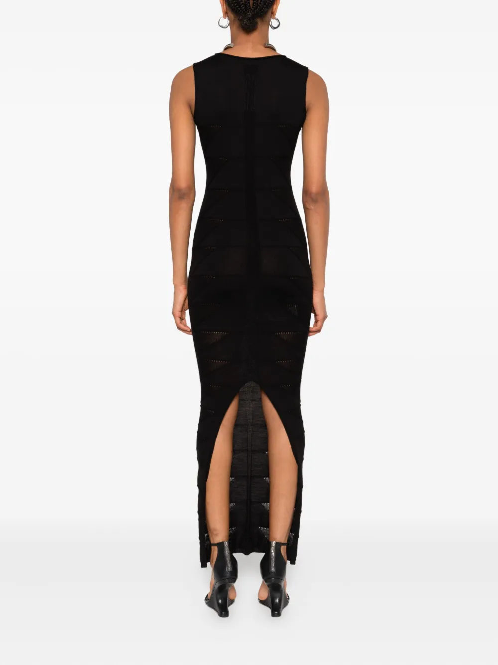 Rick Owens geometric-knit sleeveless maxi dress Zwart