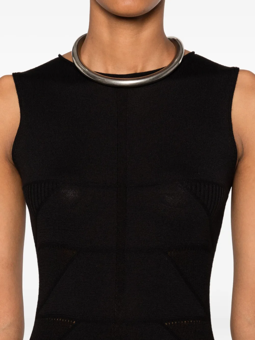 Rick Owens geometric-knit sleeveless maxi dress Zwart