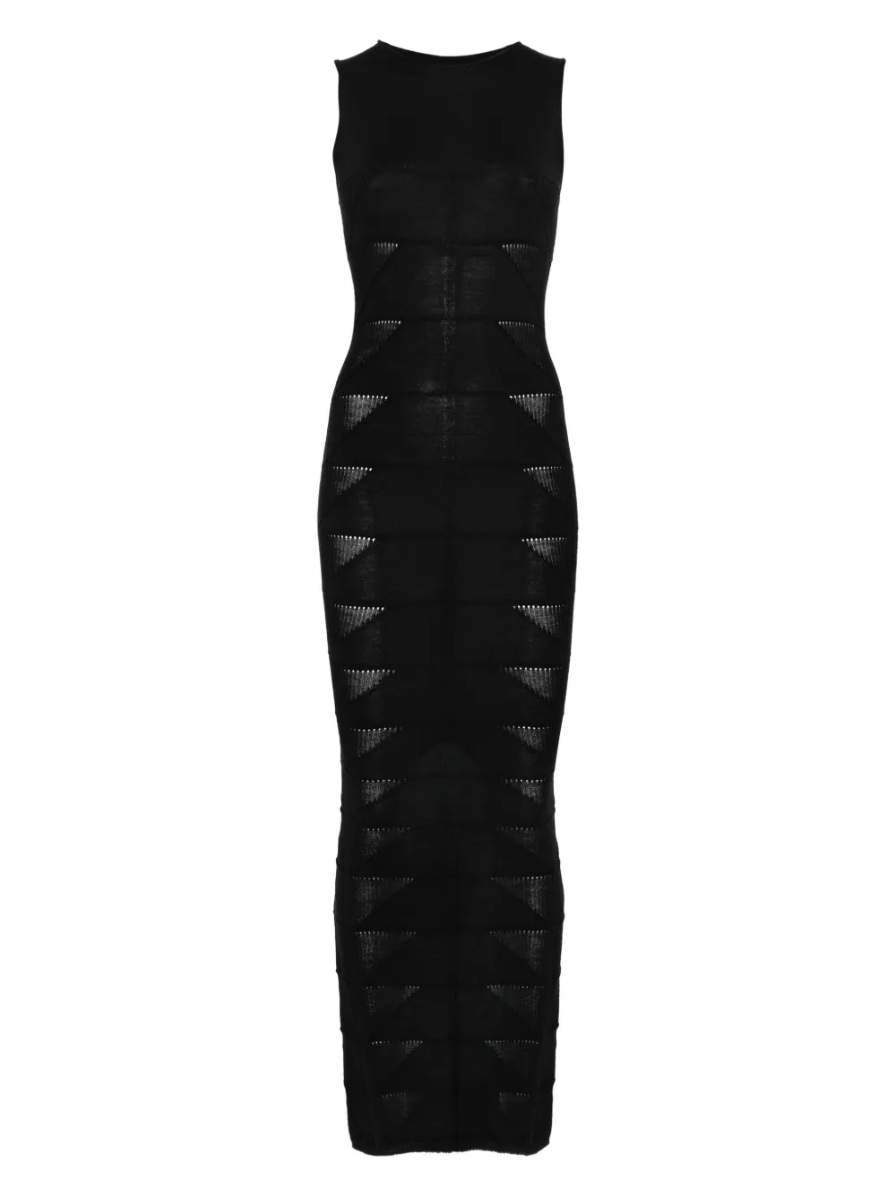 Rick Owens geometric-knit sleeveless maxi dress Zwart