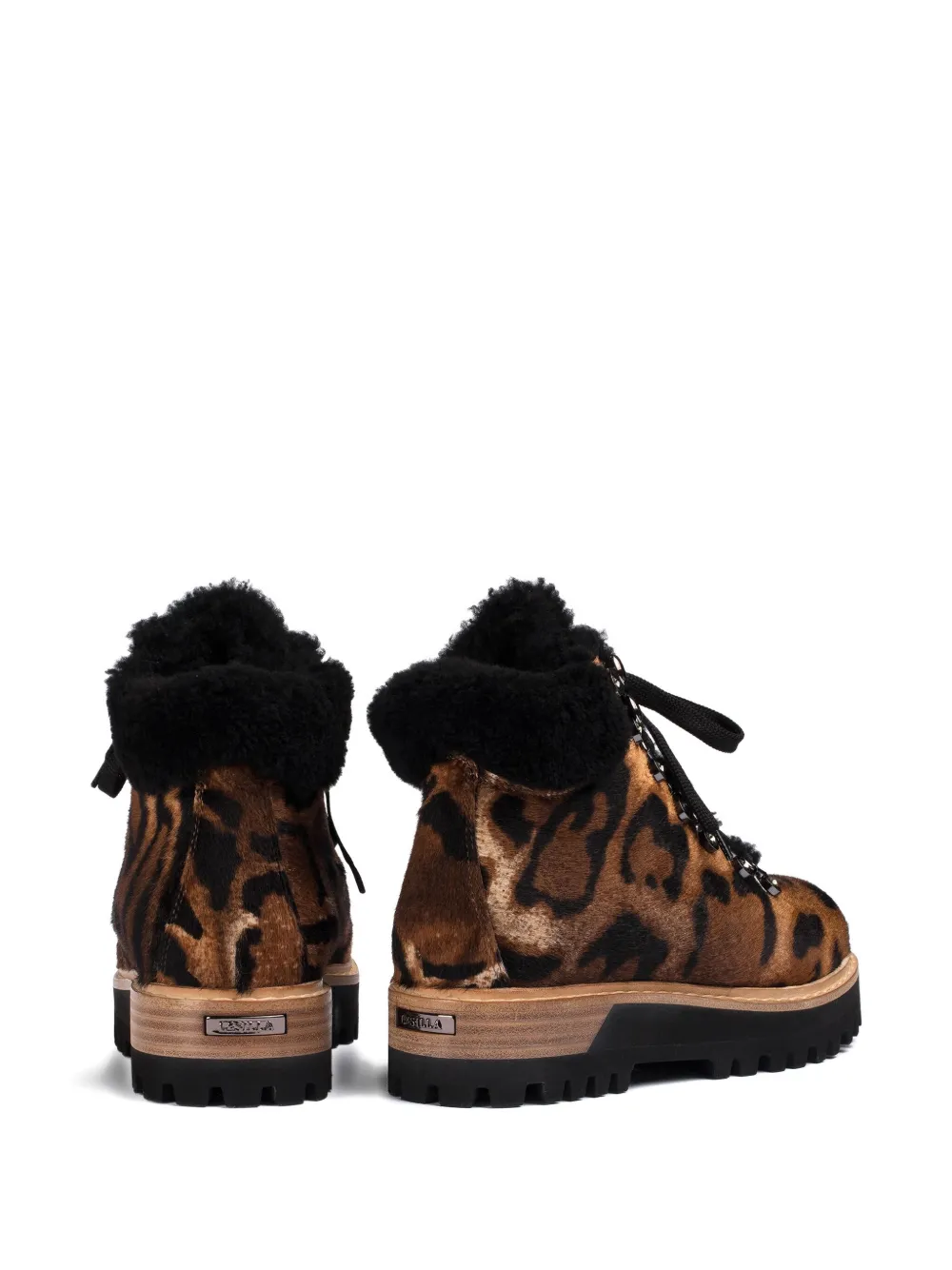 Le Silla Leopard-print Lace-up Boots In Brown