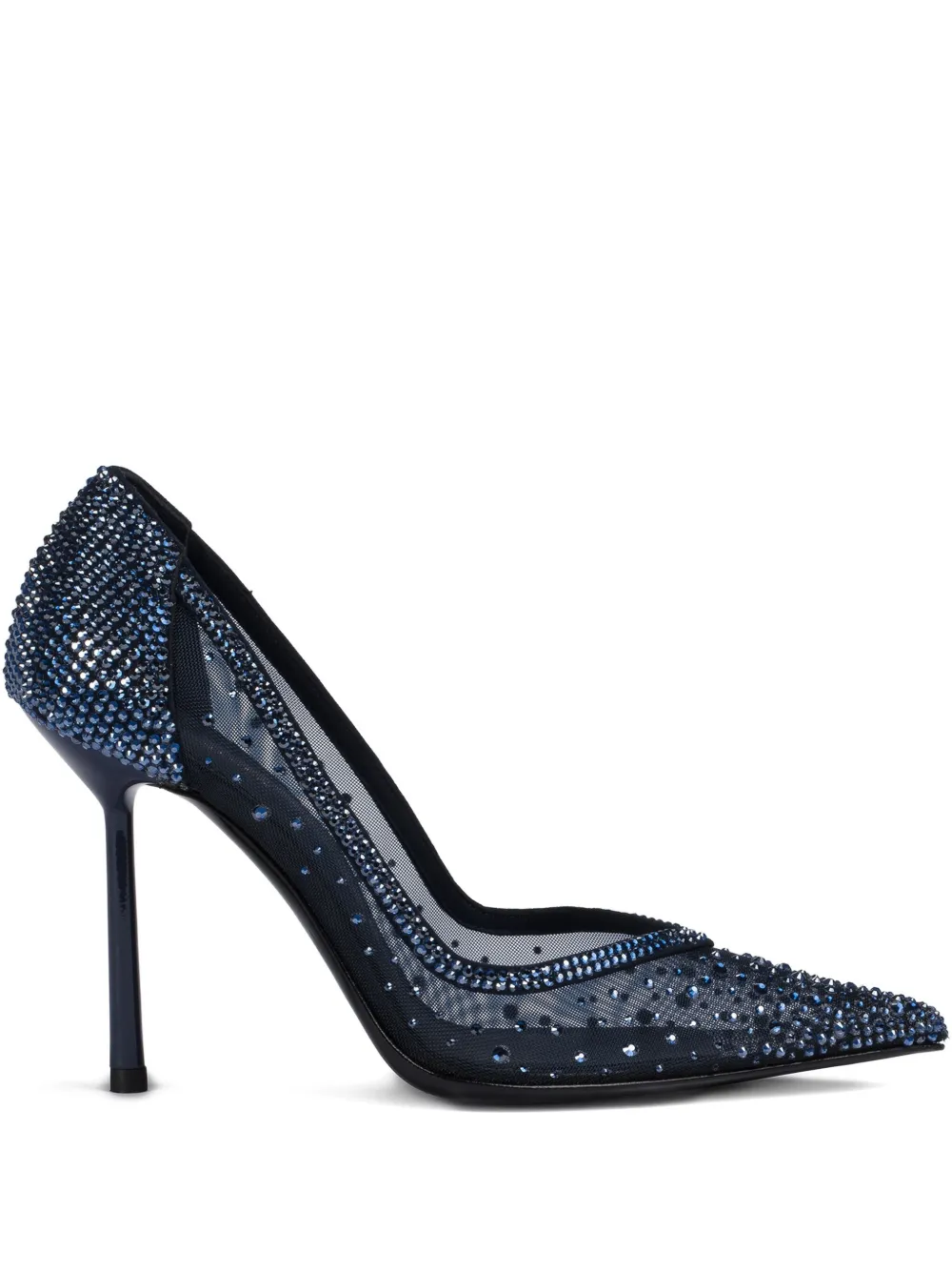 Le Silla 100mm Nicole Crystal-embellished Mesh Pumps In Blue