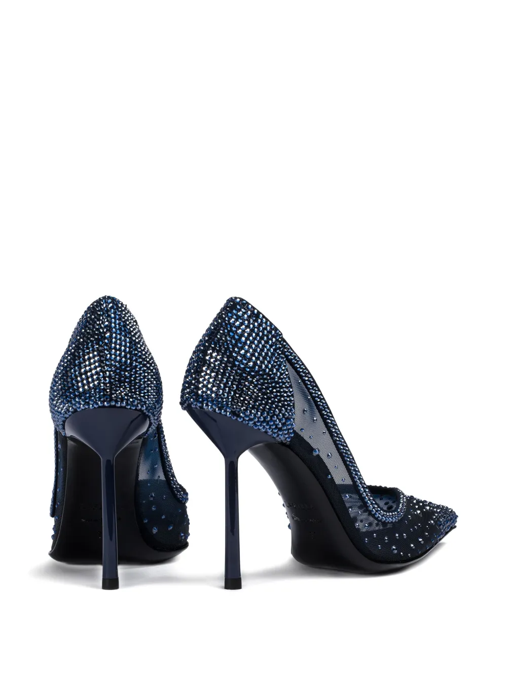 Le Silla 100mm Nicole Crystal-embellished Mesh Pumps In Blue