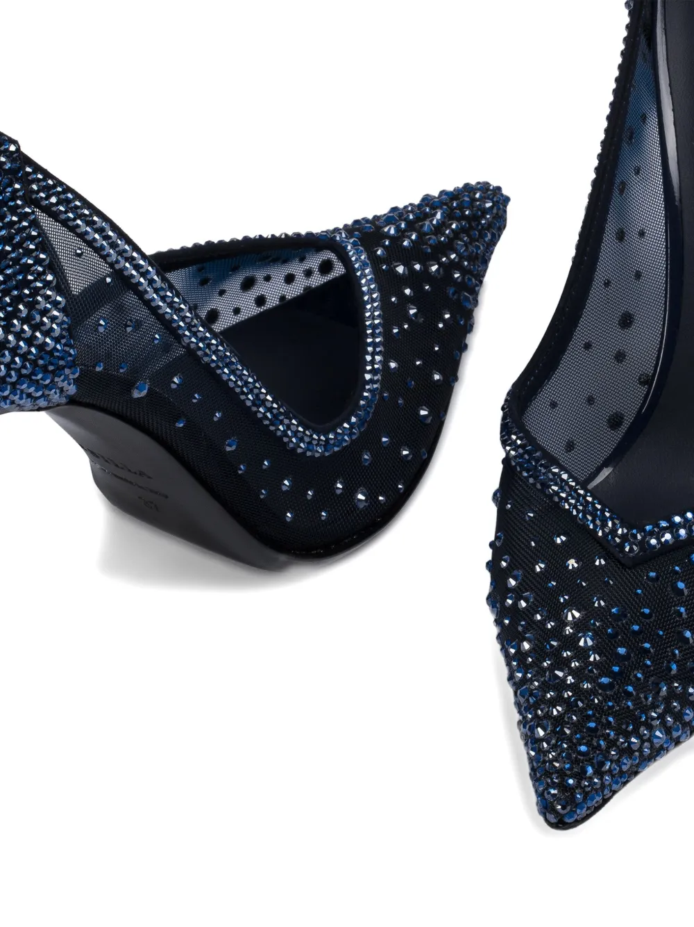 Le Silla 100mm Nicole Crystal-embellished Mesh Pumps In Blue