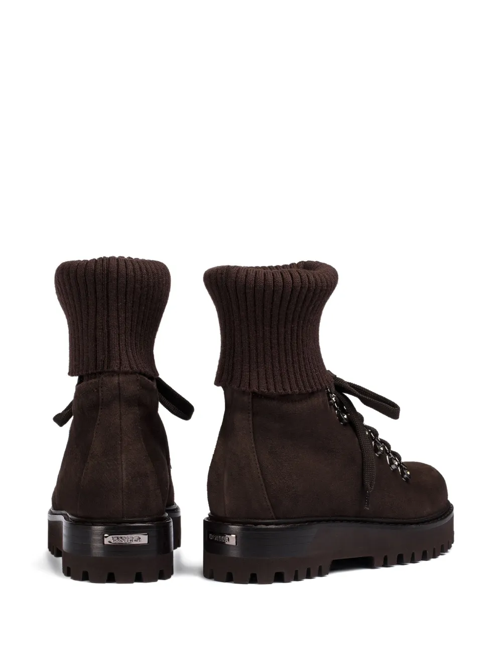 Le Silla St. Moritz Knitted-cuff Ankle Boot In Brown