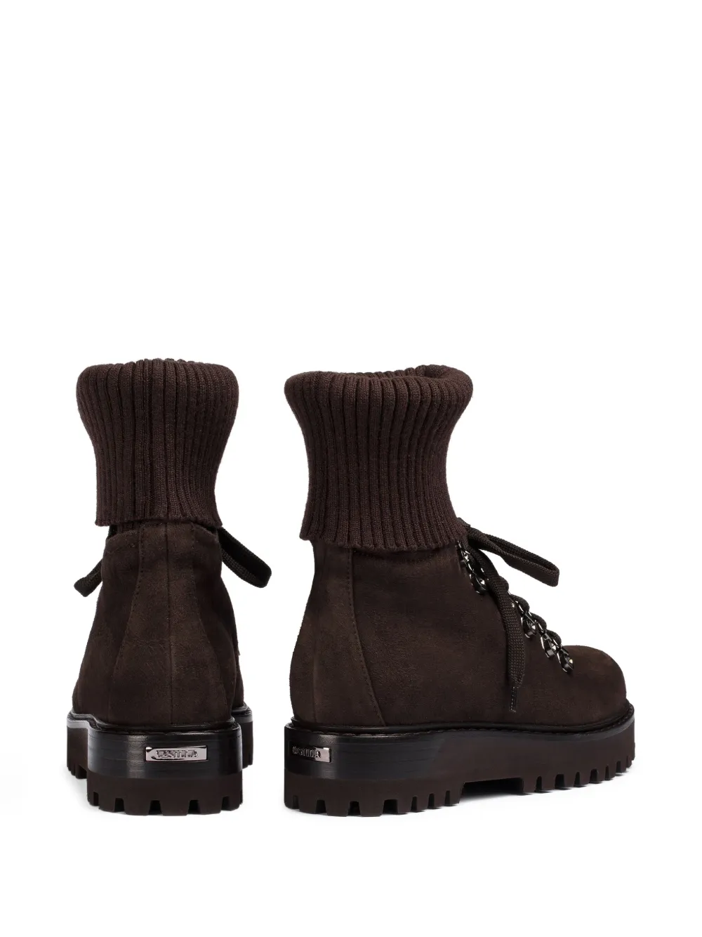 Le Silla St. Moritz knitted-cuff ankle boots Brown