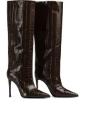 Le Silla 100mm Eva crocodile-embossed stiletto boots - Brown