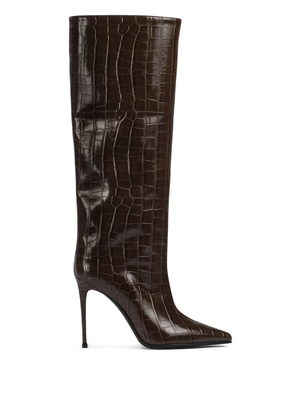 Le Silla 100mm Eva crocodile-embossed stiletto boots Brown