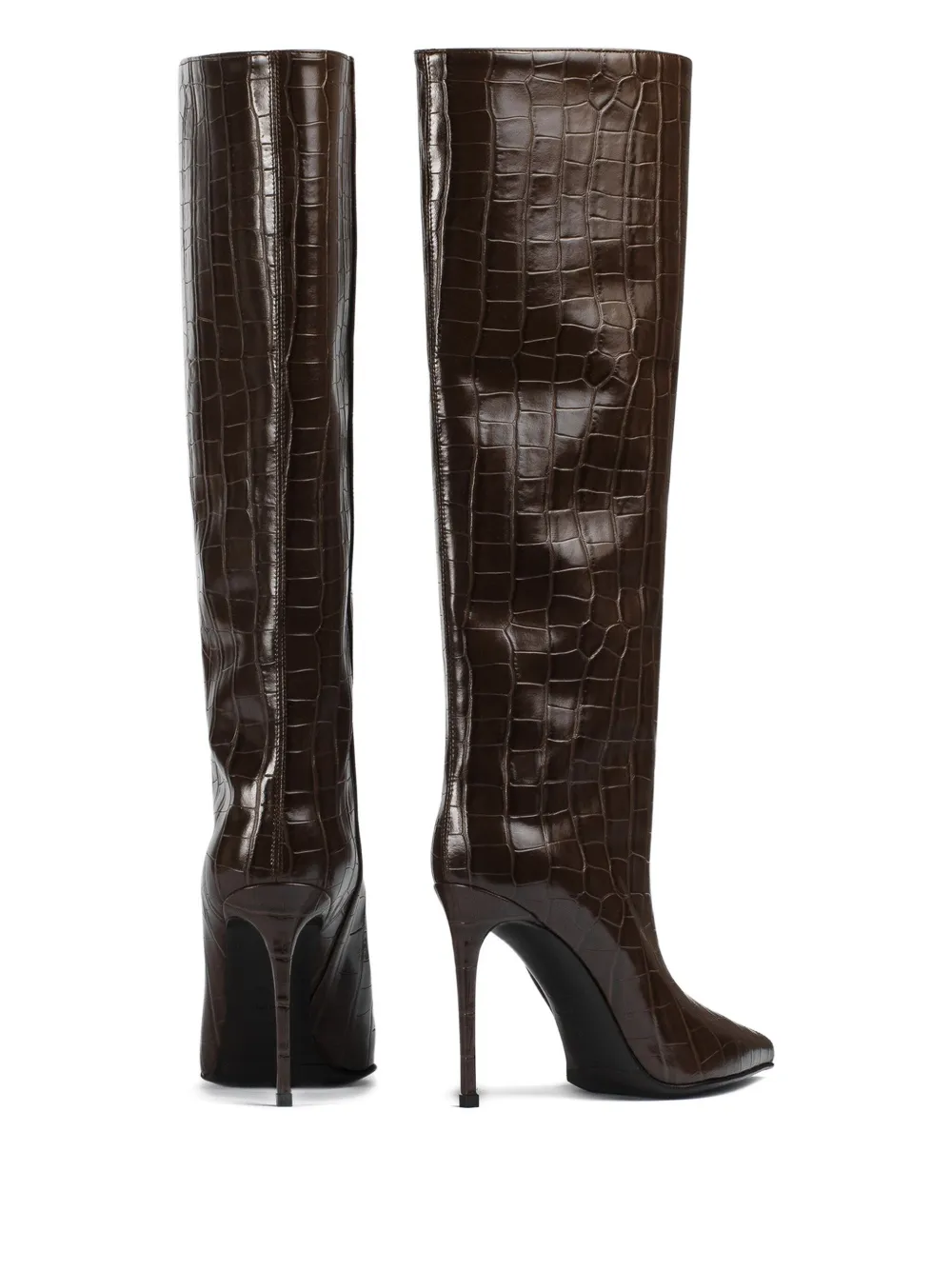 Le Silla 100mm Eva crocodile-embossed stiletto boots Brown
