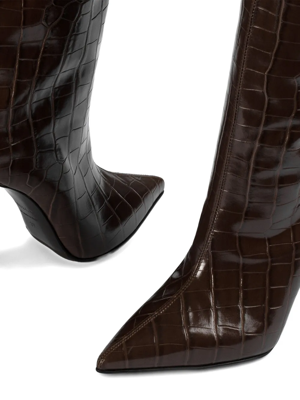 Le Silla 100mm Eva crocodile-embossed stiletto boots Brown