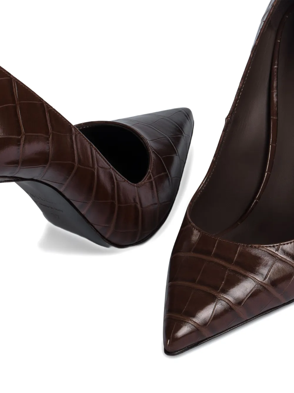 Le Silla 100mm Eva crocodile-effect pointed-toe pumps Brown