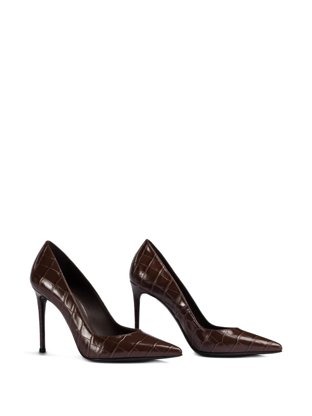 Le Silla 100mm Eva crocodile-effect pointed-toe pumps Brown