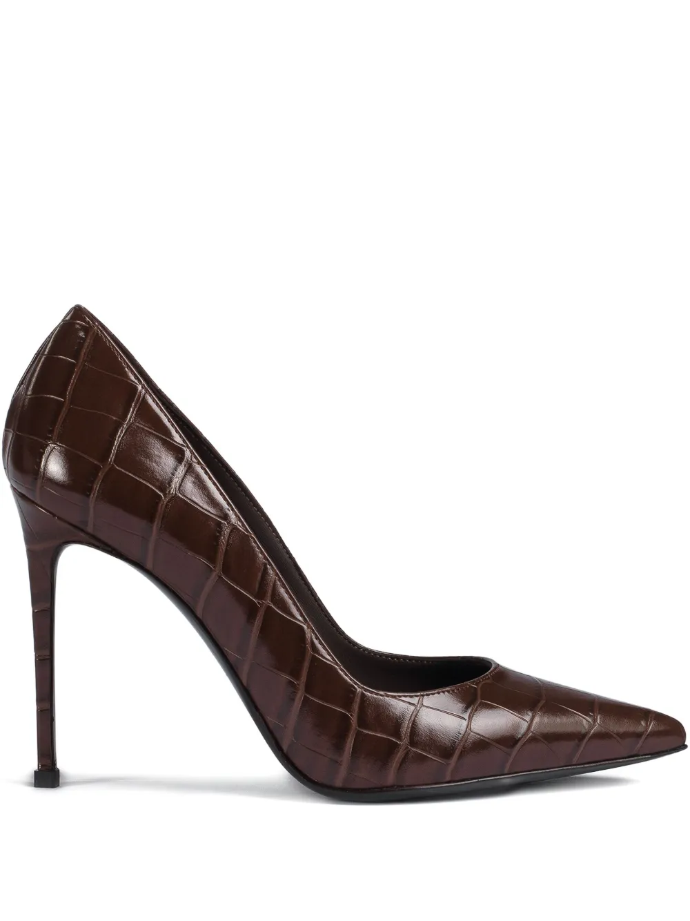 Le Silla 100mm Eva Crocodile-effect Pointed-toe Pumps In Brown